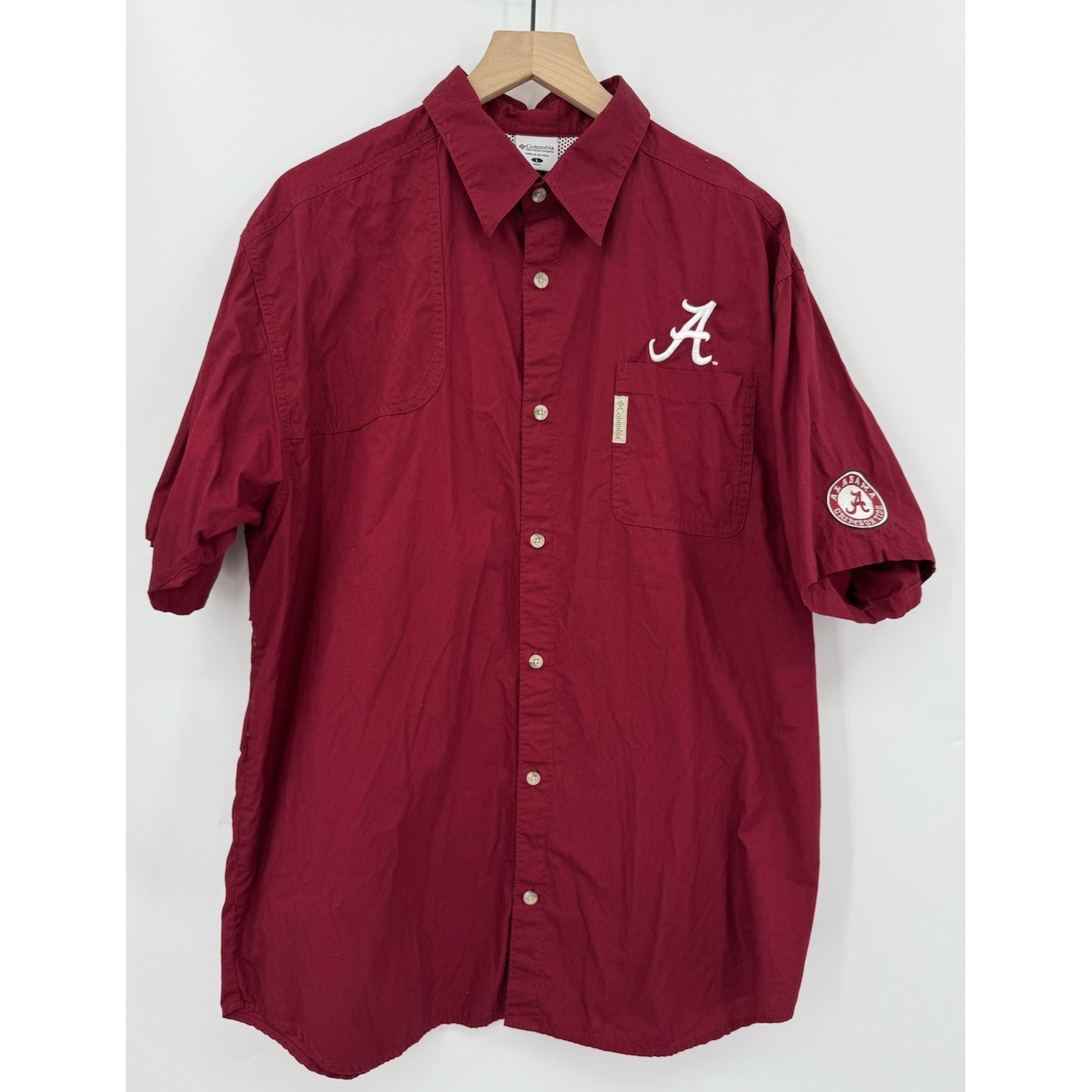 Alabama Crimson Tide Shirt Mens Large Red Roll Tide Football Columbia Vented